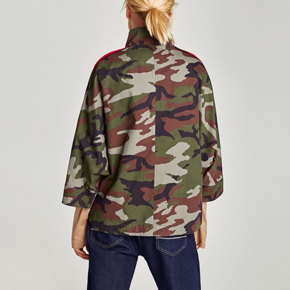 Zara camo shirt jacket with contrasting side bands - Picture 3 of 7